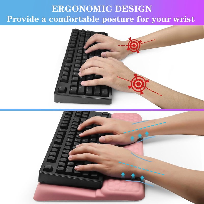 KEPUTAIER Computer Keyboard Stand with Wrist Rest, Ergonomic Tilted Keyboard Holder - Keyboard Riser with Wrist Pad - Keyboard Tray Support for Office Home - Pink - Image 3